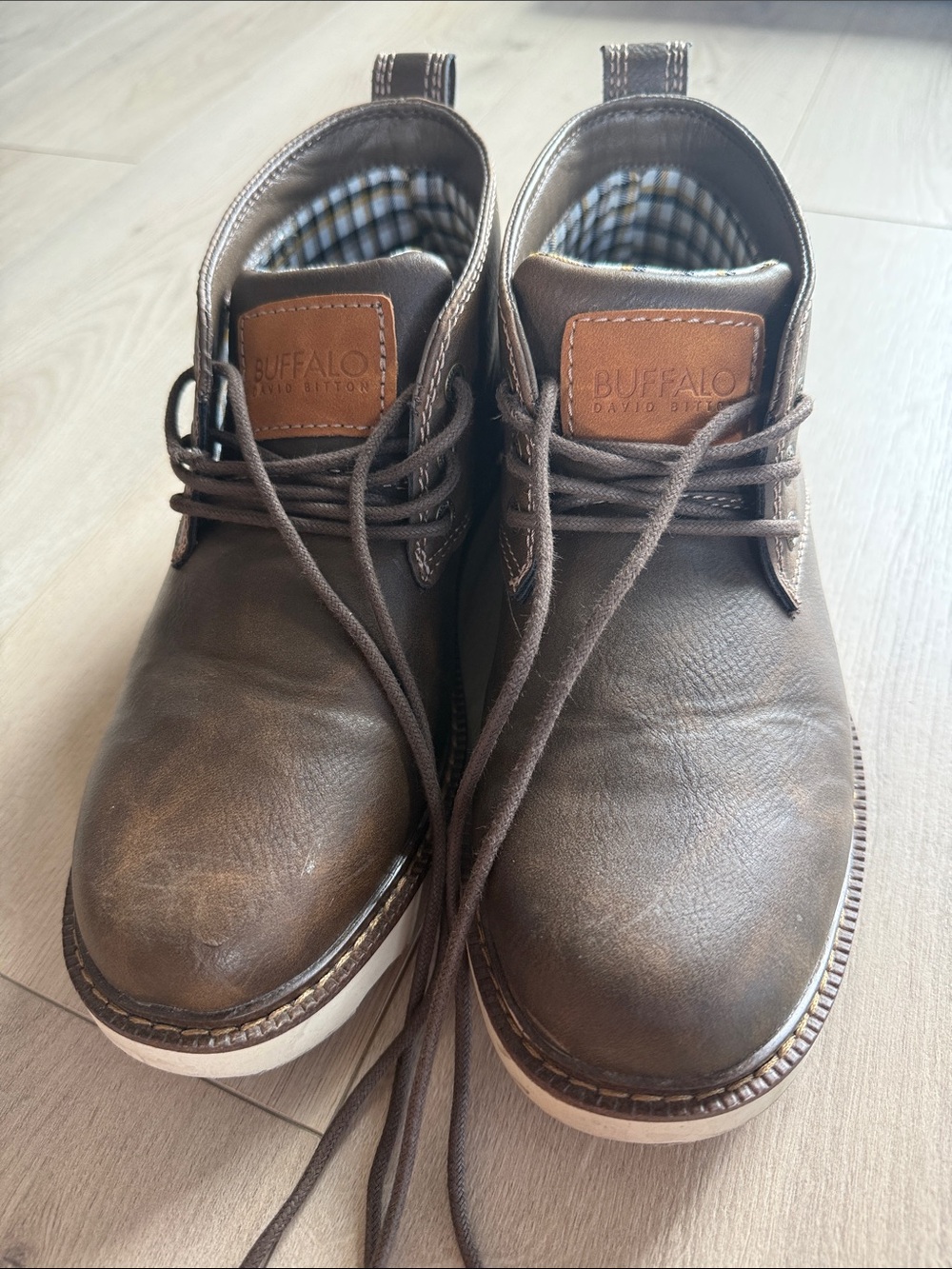 Buffalo David Bitton Men's Brown Leather Casual Lace-Up Shoes